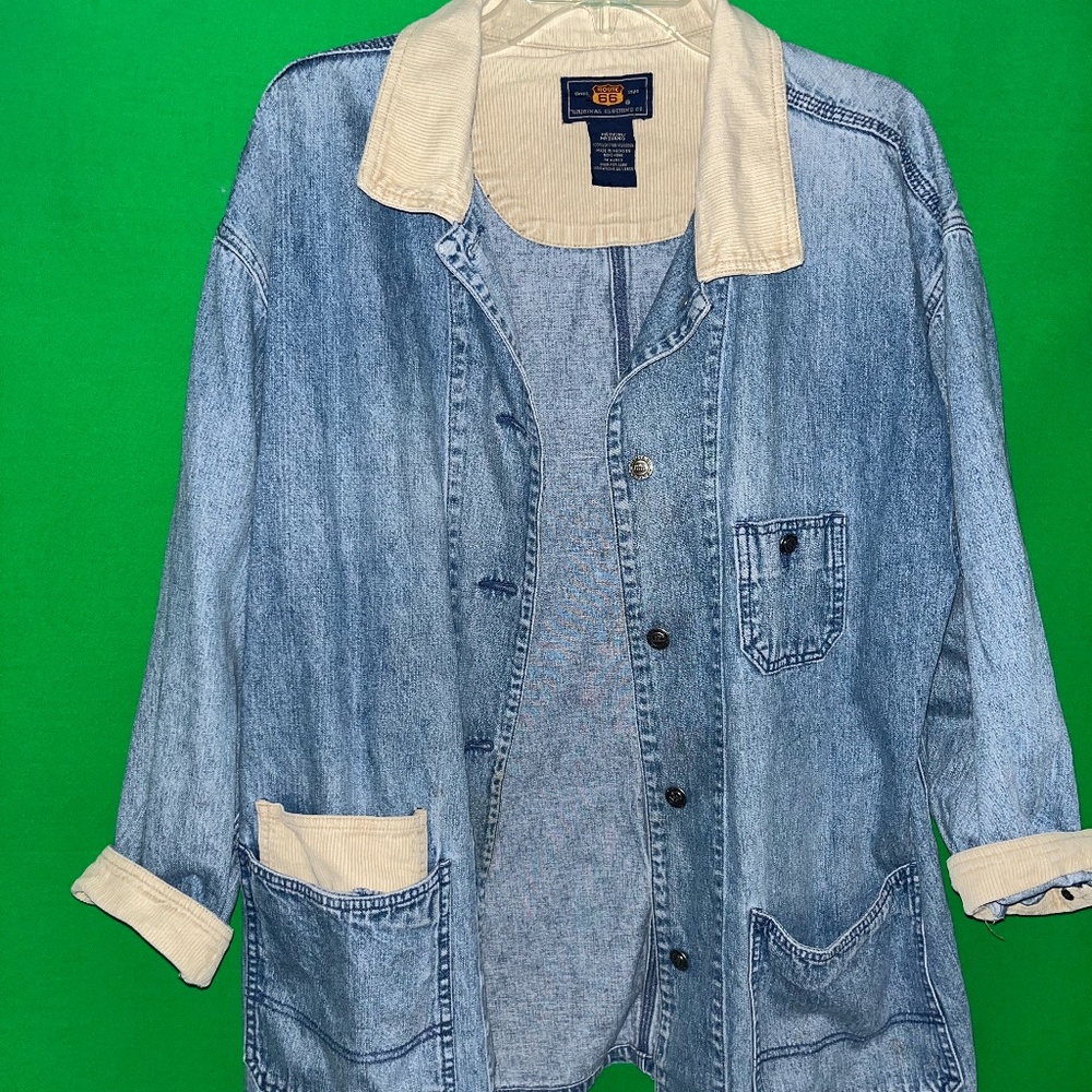 Vintage Jean Button Up Jacket with Corduroy Collar!! (unisex)